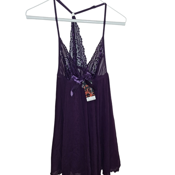 New with tags sheer purple nighty with matching thong - Picture 3 of 7